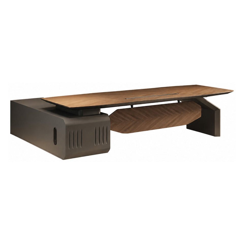 Luxury L-shaped Executive Desk with Integrated Side Cabinet