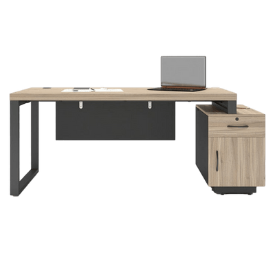 Modern Executive Desk Desk with Side Cabinet Storage and Single Pedestal LBZ-10193