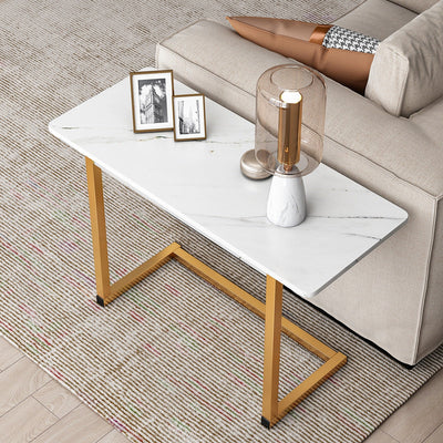 Luxury Marble-Inspired Coffee Table: Modern and Minimalist Living Room Accent!