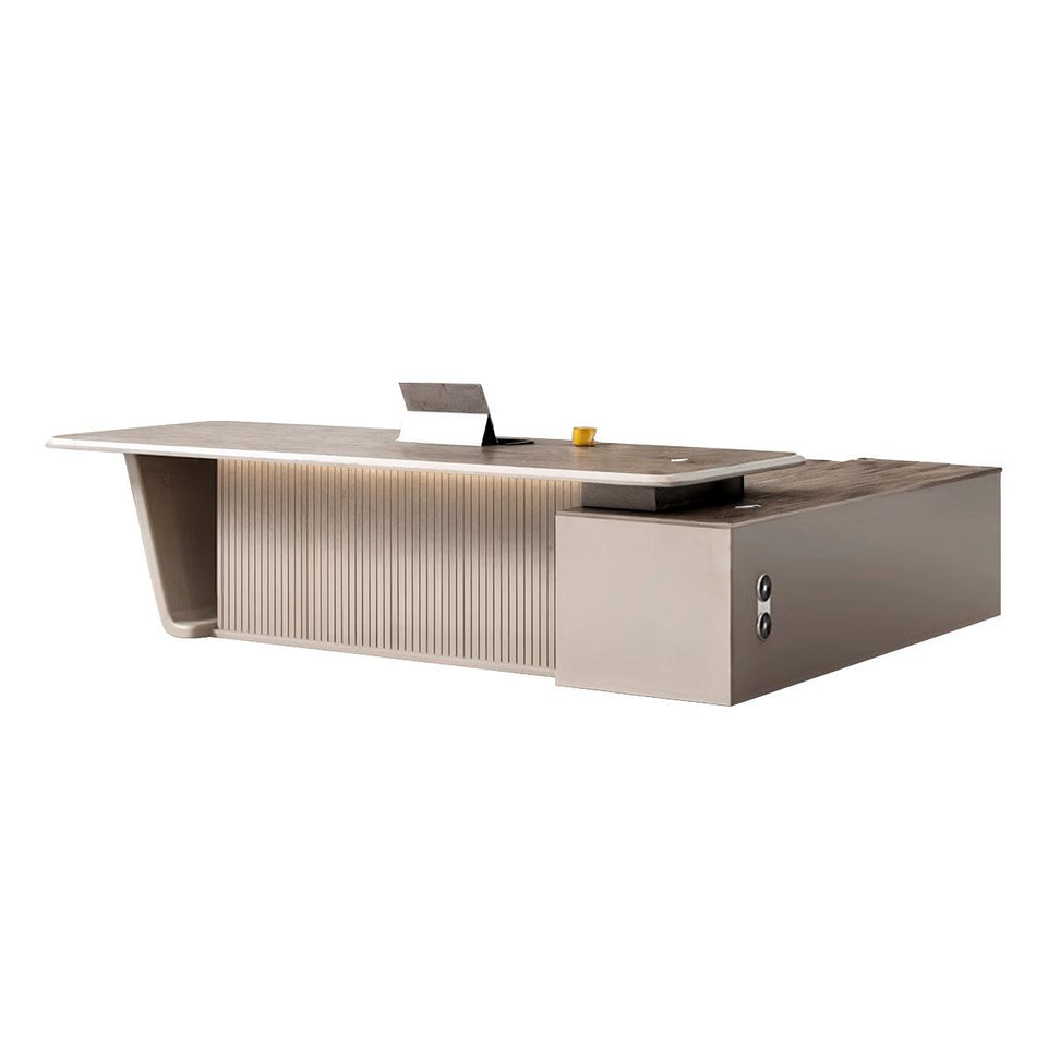 Stylish Modern Wooden Executive Desk with Bookcase and Credenza LBZ-M044