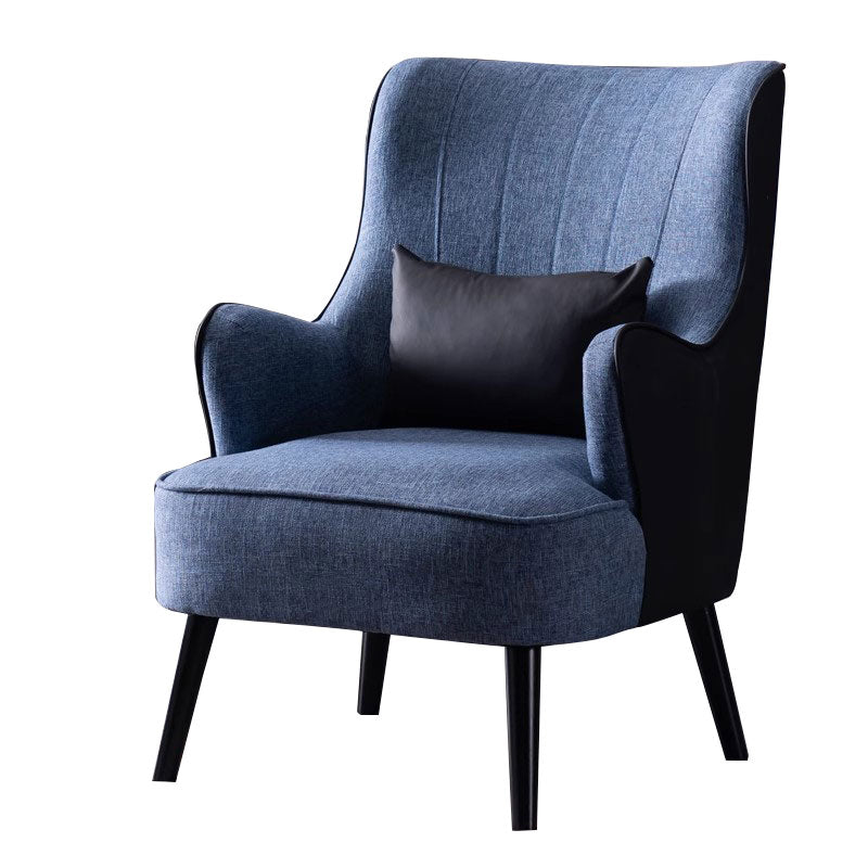Elegant Nordic Accent Armchair–Faux Leather Texture, Linen Feel Fabric, And Solid Wood Legs JDJJ-2007