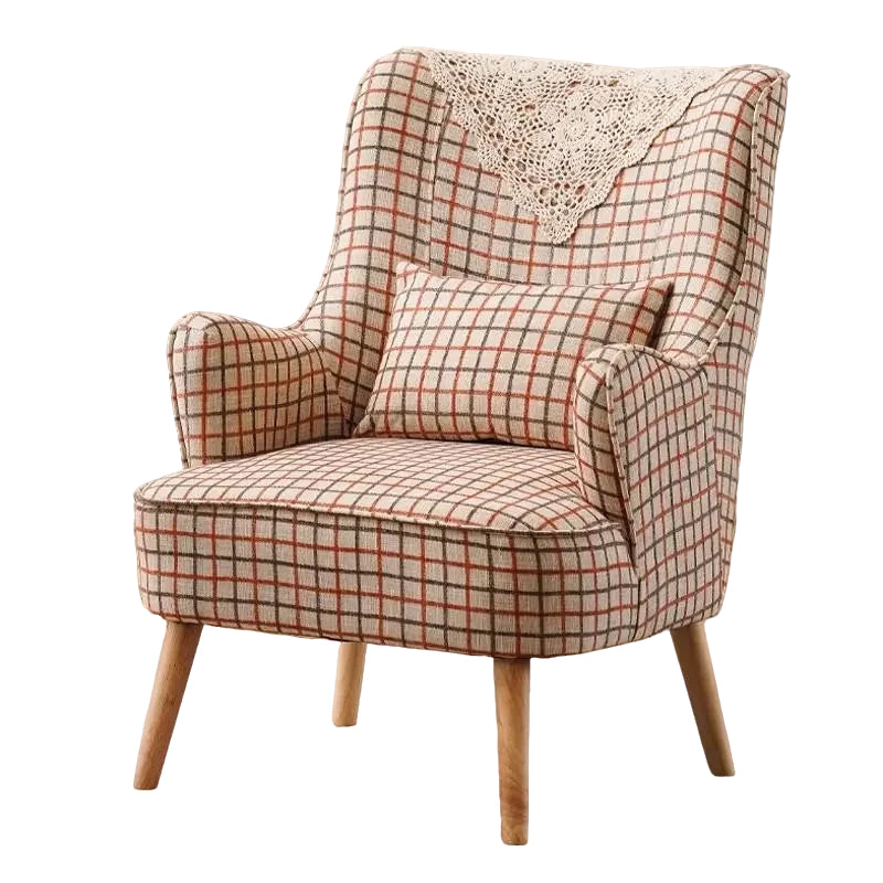 Elegant Nordic Accent Armchair–Faux Leather Texture, Linen Feel Fabric, And Solid Wood Legs JDJJ-2007