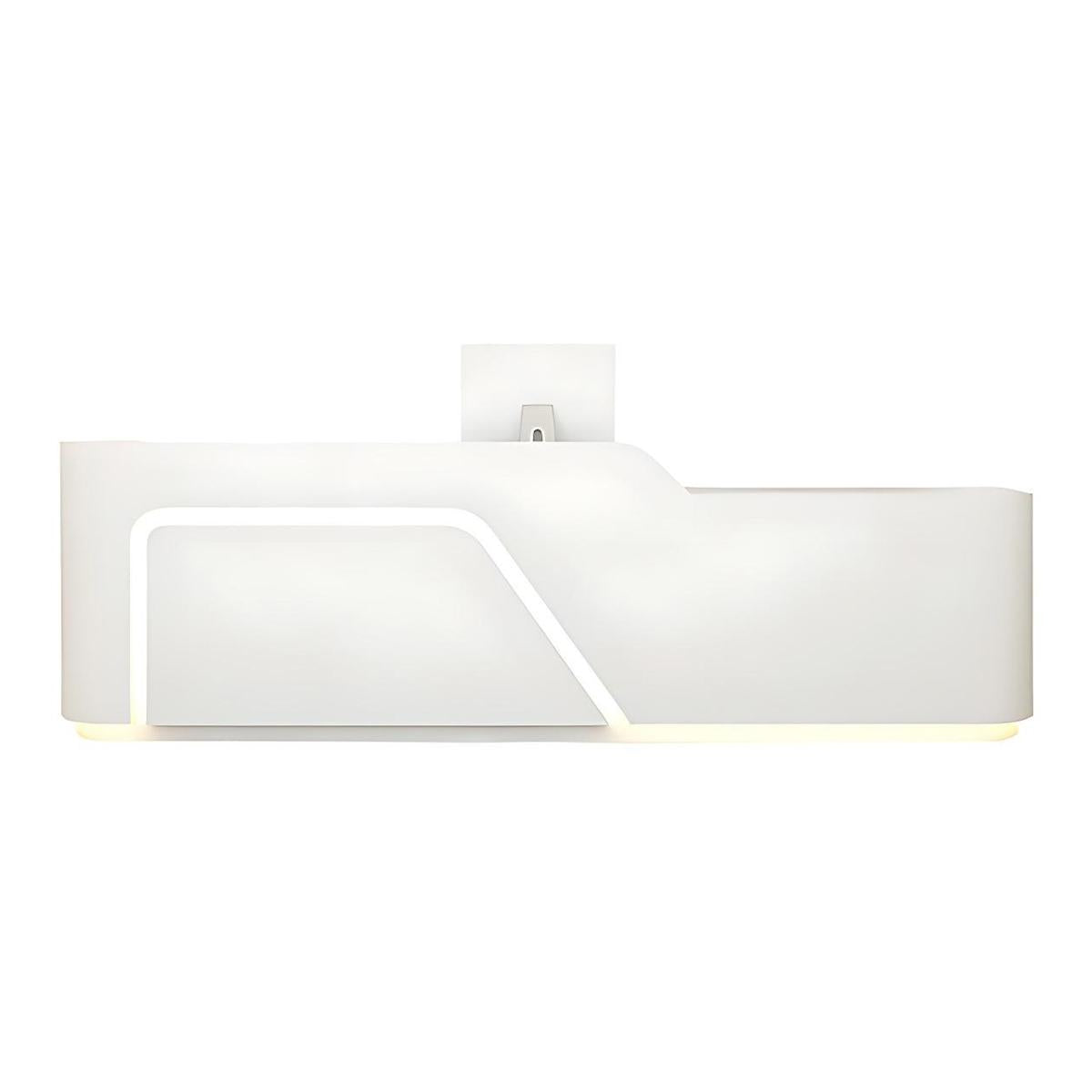 Corner Arc-Edge Straight Minimalist Reception Desk With Keyboard Tray, Cabinets, And Drawers For Hotels JDT-1074