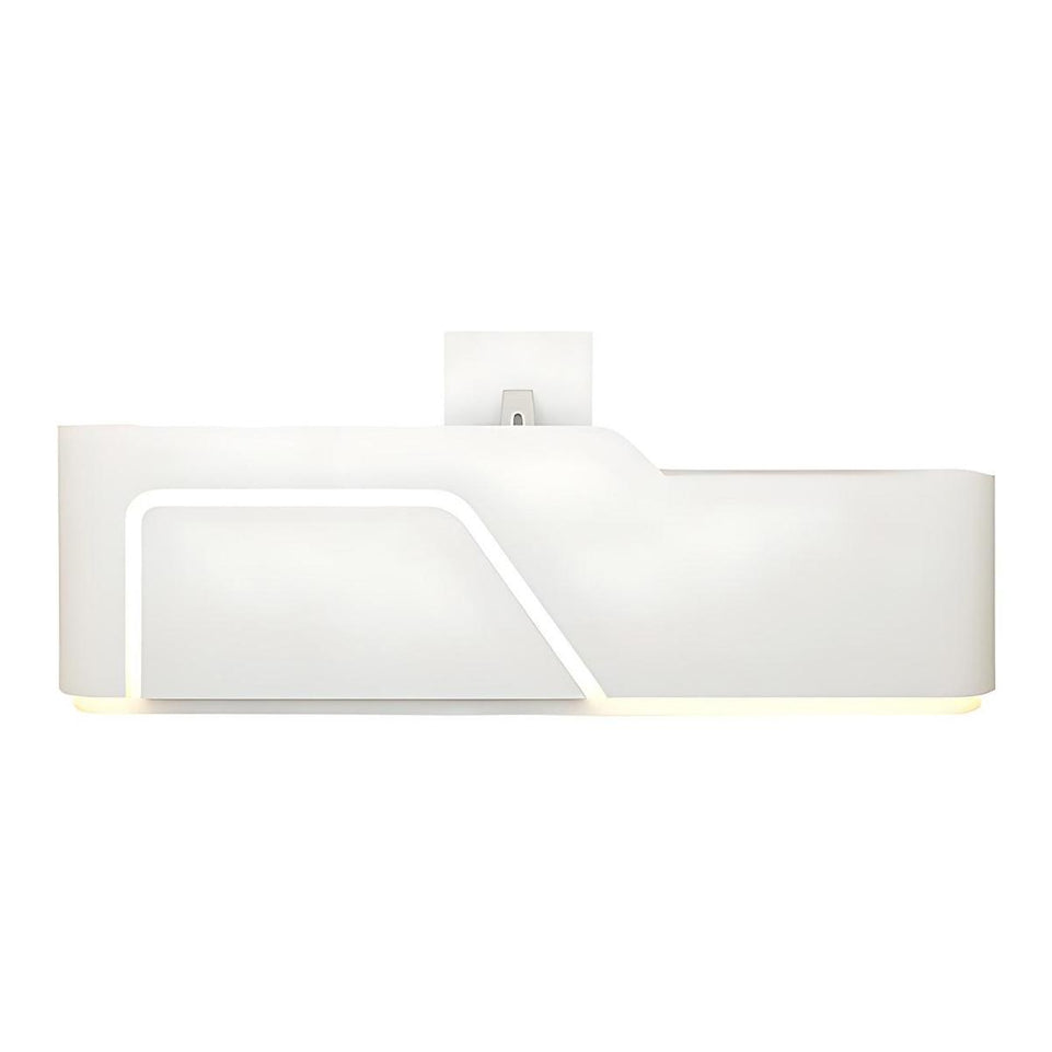 Corner Arc-Edge Straight Minimalist Reception Desk With Keyboard Tray, Cabinets, And Drawers For Hotels JDT-1074