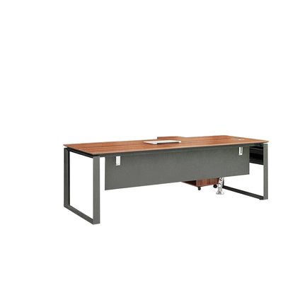Walnut Color Executive Desk Moder Office Desk with Side Cabinet Customizable LBZ-1082
