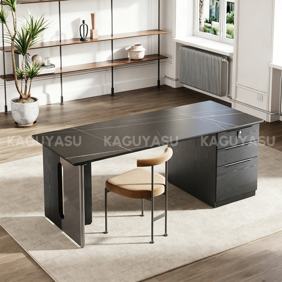 63-Inch Black Minimalist Office Desk with Large Storage Drawers for Office Use BGZ-2501