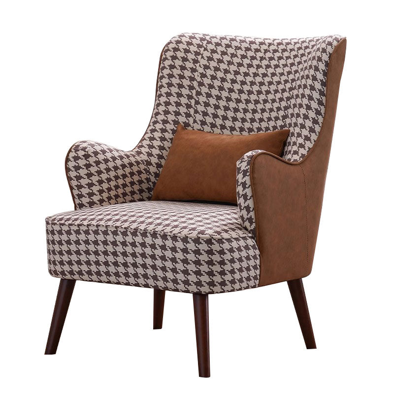 Elegant Nordic Accent Armchair–Faux Leather Texture, Linen Feel Fabric, And Solid Wood Legs JDJJ-2007
