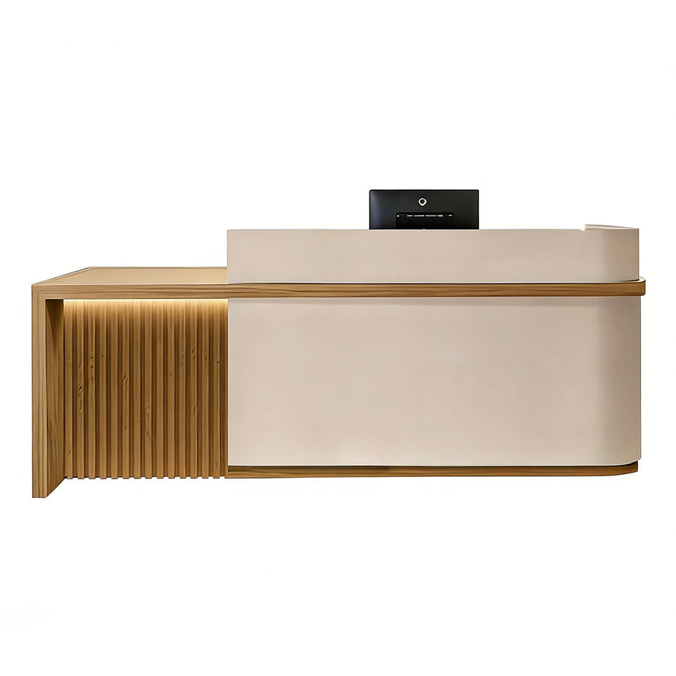 Curved Reception Desk 47-157 in Wide with Transaction Counter for Salon