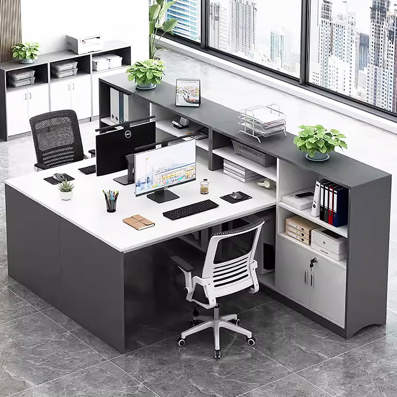 Contemporary Office Solution Simple and Modern Double Staff Desk and Cabinet YGZ-1011