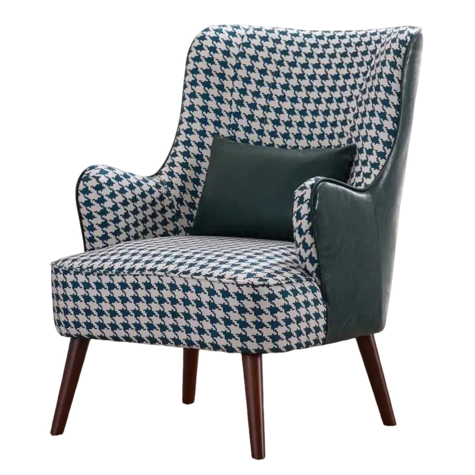 Elegant Nordic Accent Armchair–Faux Leather Texture, Linen Feel Fabric, And Solid Wood Legs JDJJ-2007