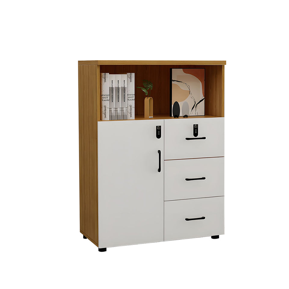 Stylish Lockable Wooden File Cabinet with Multi-Compartment Storage for Workspace CWG-2164