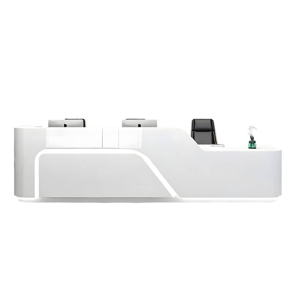 Modern Straight Front Desk with LED Lights and Cabinet for Boutiques JDT-1050