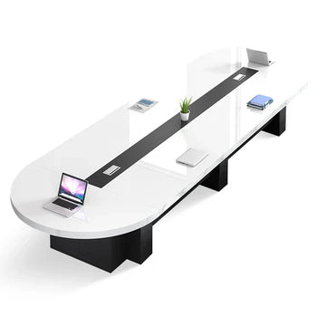 Curved Conference Table 197 in Wide (16.4 ft) with Lumbar Support & Fluted Front