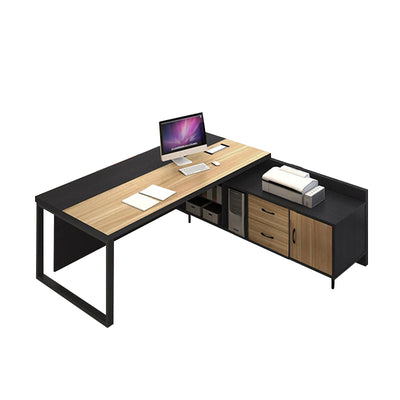 Modern Executive Desk with Single Pedestal Steel Legs and Black Finish LBZ-10192