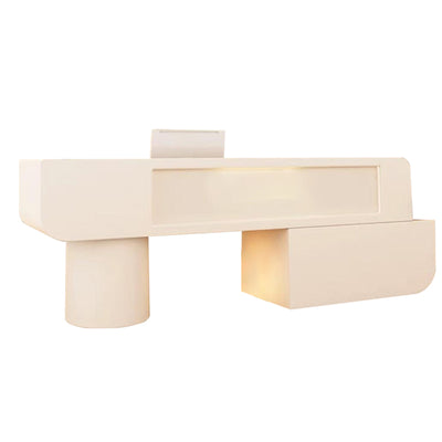 Minimalist Modern Reception Desk for Bridal Boutiques and Beauty Salons with LED Lights and Open Storage JDT-10134