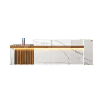 Retail Reception Desk 55-87 in Wide with Cable Management, Solid Wood & File Drawers