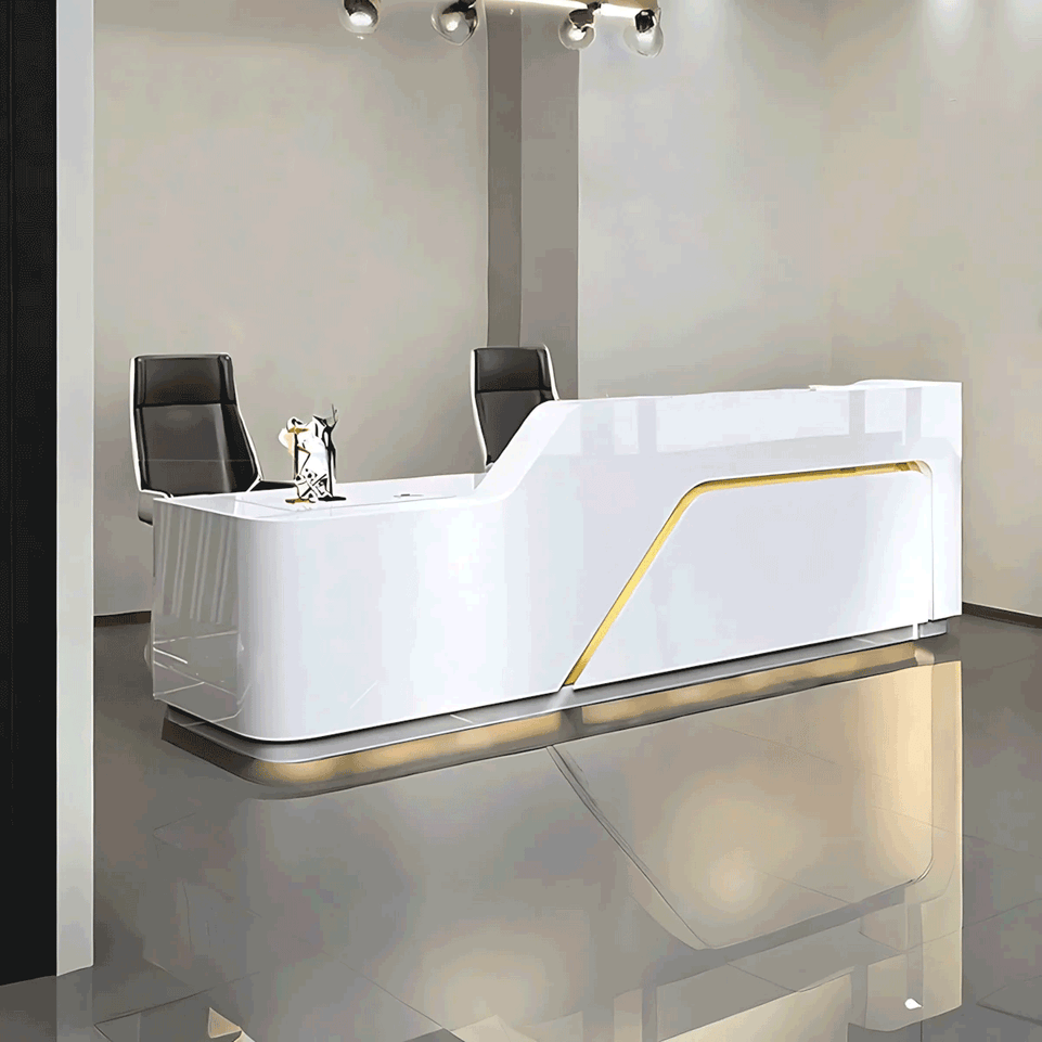 Curved Corner Reception Desk with Cable Management and Drawers for Training Institutions JDT-1076