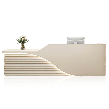 Modern Salon Reception Desk with Wood Grain Lattice Slat JDT-2144