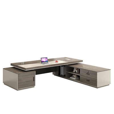 Modern Minimalist Executive Desk with Side Cabinet and PC Ventilation Ports LBZ-10191