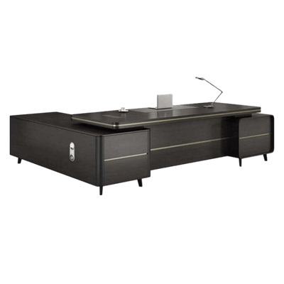 Black Office Furniture Stylish Executive Desk Luxury L-Shape Corner Desk with Side Cabinet Customizable LBZ-10102