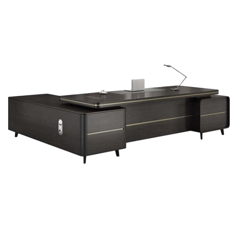 Black Office Furniture Stylish Executive Desk Luxury L-Shape Corner Desk with Side Cabinet Customizable LBZ-10102