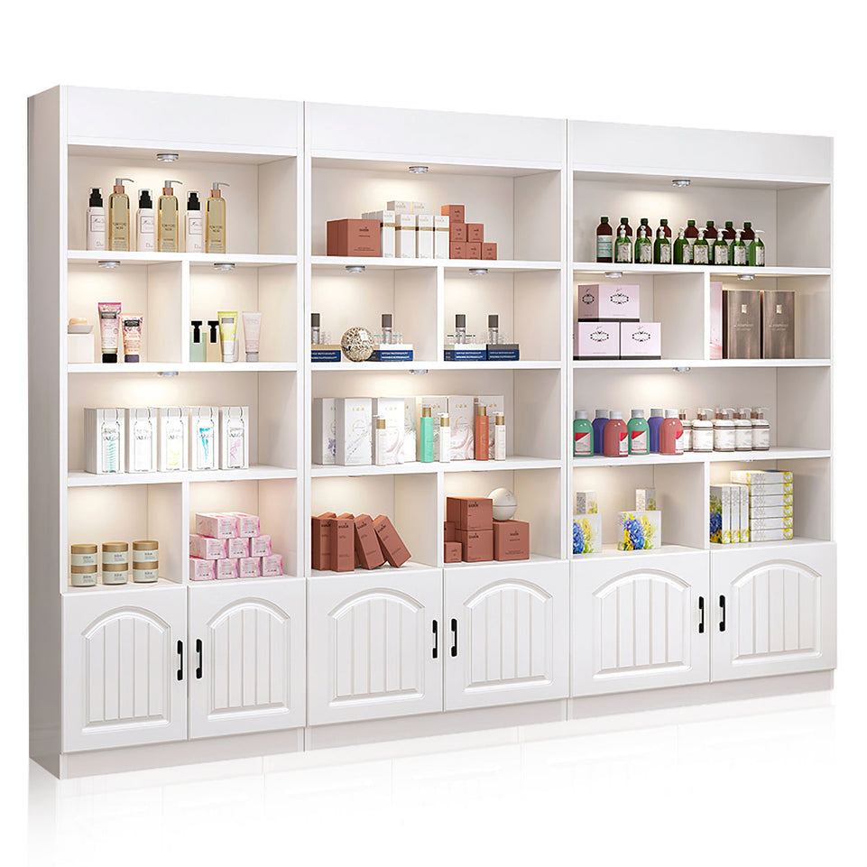 Modern White Beauty Salon Display Cabinet with LED Lights CWG-2031