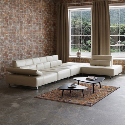 Modern Minimalist Italian Leather Sofa: Functional and Stylish, with Removable Backrest
