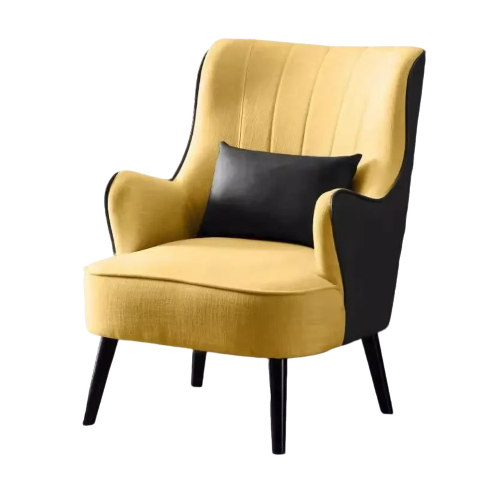 Elegant Nordic Accent Armchair–Faux Leather Texture, Linen Feel Fabric, And Solid Wood Legs JDJJ-2007