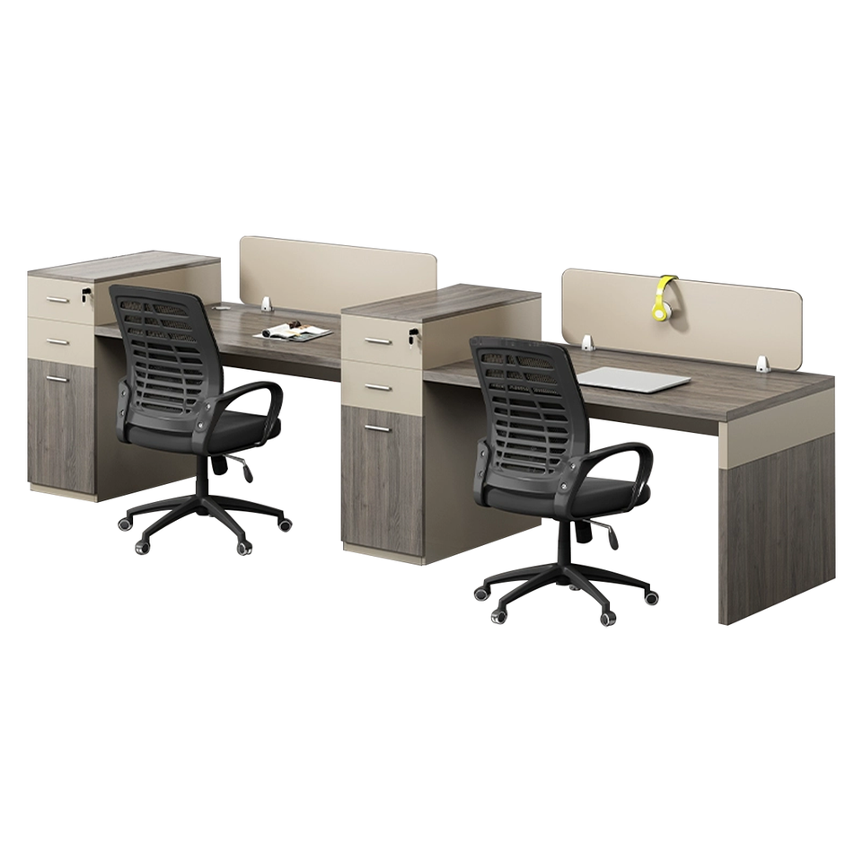 Modern Minimalist Office Desk and Chair Set for Eight with Partition Dividers BGZ-079