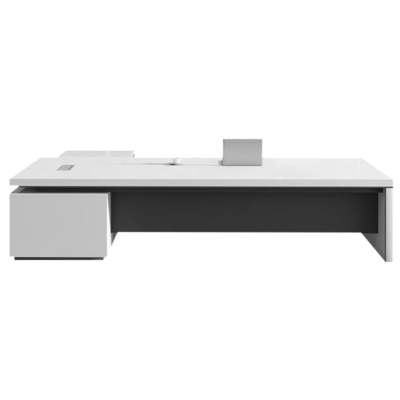 Modern Minimalist Executive Desk With Side Chest and Chair Combination with Cable Management Box and Open Storage LBZ-10200