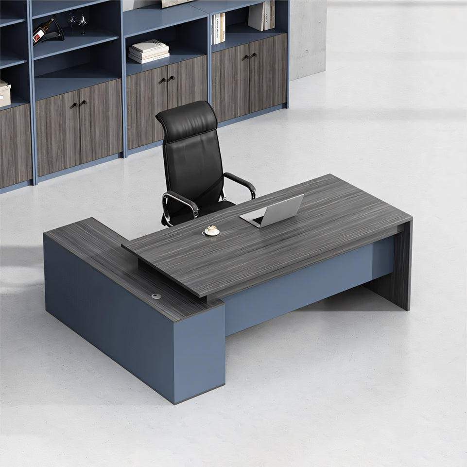 Office Desk Executive Desk With Curtain Plate With Side Cabinet with Wiring Hole LBZ-1068