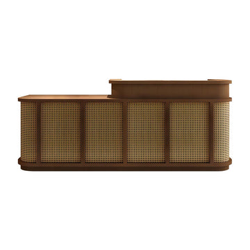 Vintage Minimalist Reception Desk Rattan Storage Keyboard Tray JDT-2295