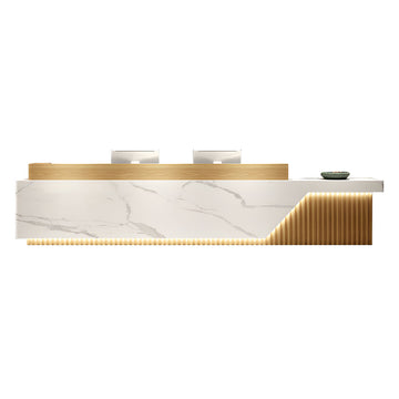 Salon Reception Desk 31-157 in Wide with Dual-Tone, LED Lighting & Keyboard Tray for Salon