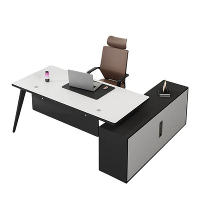 Work Desk Executive Desk Office Simple Modern Steel Legs With side cabinet with curtain board PC with storage wiring hole Bicolor LBZ-1071