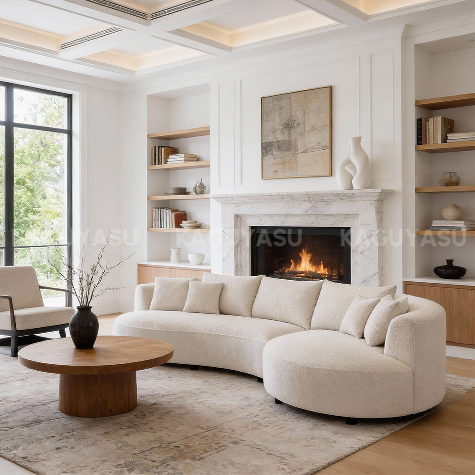 Modern Sherpa Lounge Sofa with Curved Backrest for Living Rooms & Reception Areas SZ-SF-0006