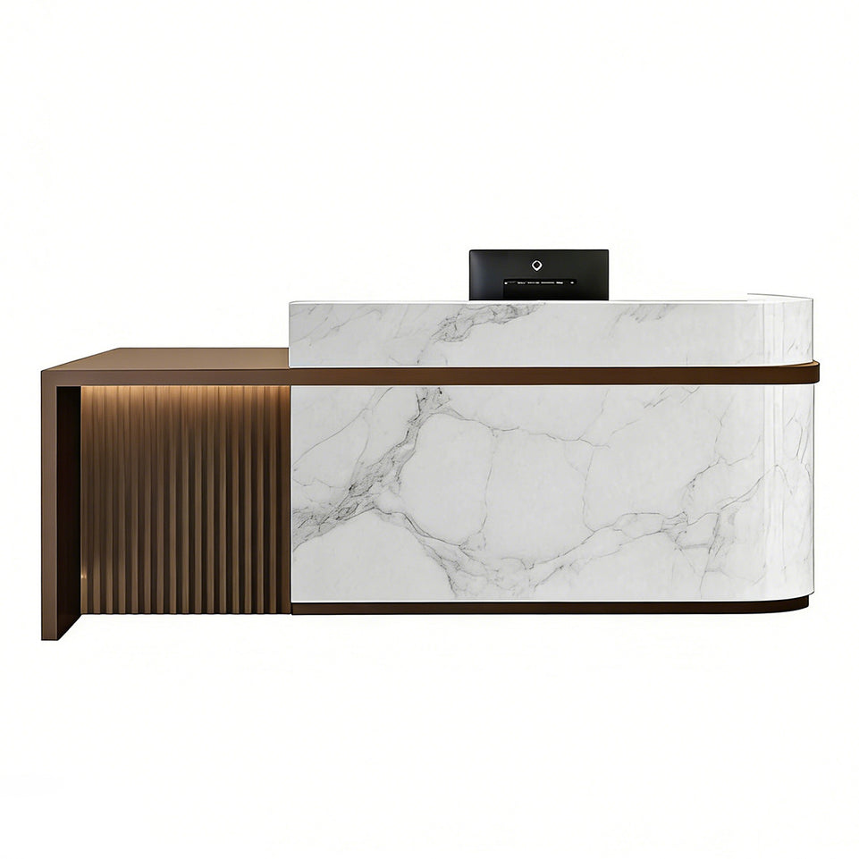 Curved Reception Desk 47-157 in Wide with Transaction Counter for Salon