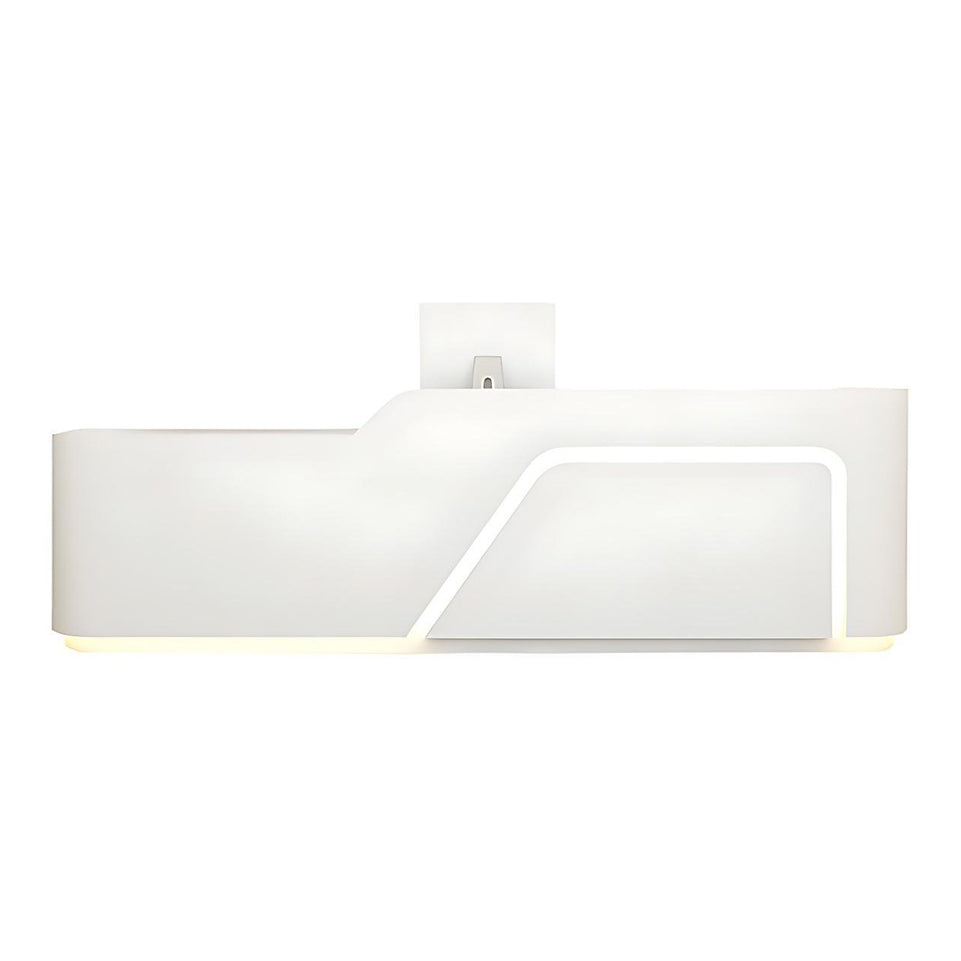 Corner Arc-Edge Straight Minimalist Reception Desk With Keyboard Tray, Cabinets, And Drawers For Hotels JDT-1074