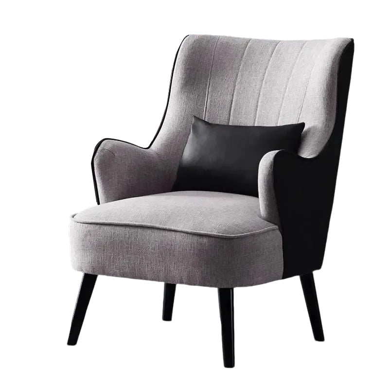 Elegant Nordic Accent Armchair–Faux Leather Texture, Linen Feel Fabric, And Solid Wood Legs JDJJ-2007