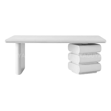 Chic Solid Wood Lacquer Executive Desk with Ergonomic Curved Edges & Ample Storage for Modern Home & Office LBZ-2342