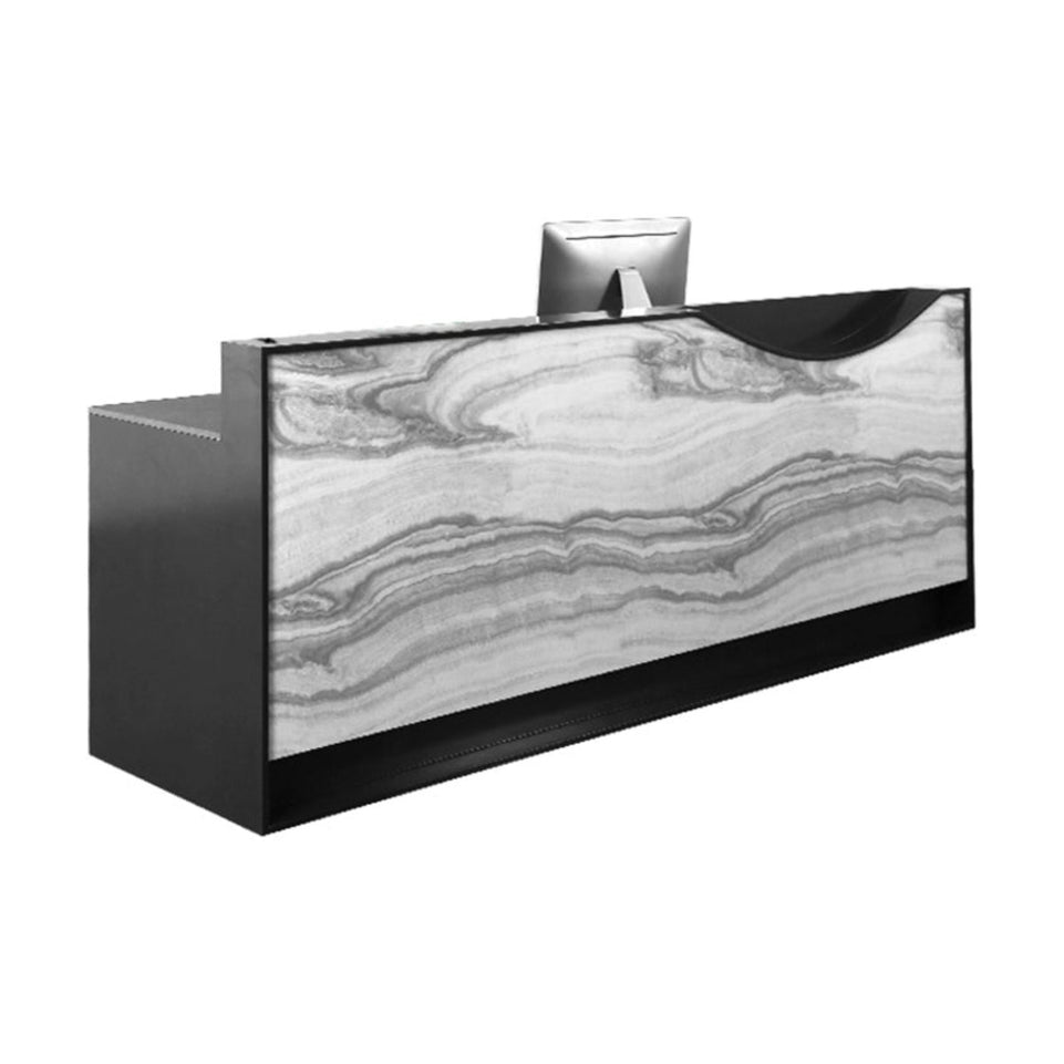Rectangular Marble Pattern Reception Counter with Drawers and Storage Cabinet for Offices JDT-10127