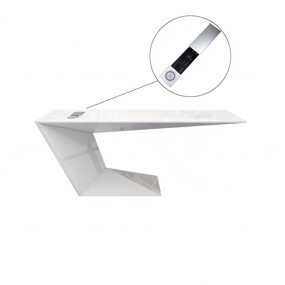 Sleek White Executive Desk With Oddly Shaped Modern and Stylish Office Table LBZ-042