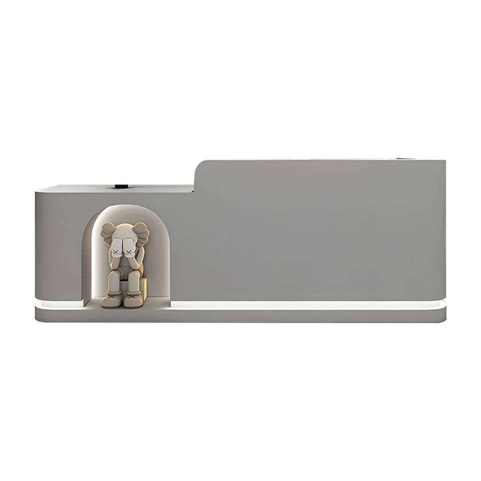 Round Arch Display Reception Desk With LED Strip And Storage Drawers For Boutiques, Salons, And Wellness Shops JDT-1029