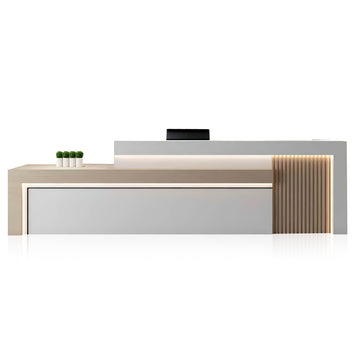 Salon Reception Desk 63-134 in Wide with LED Lighting & Transaction Counter for Salon (In Stock)