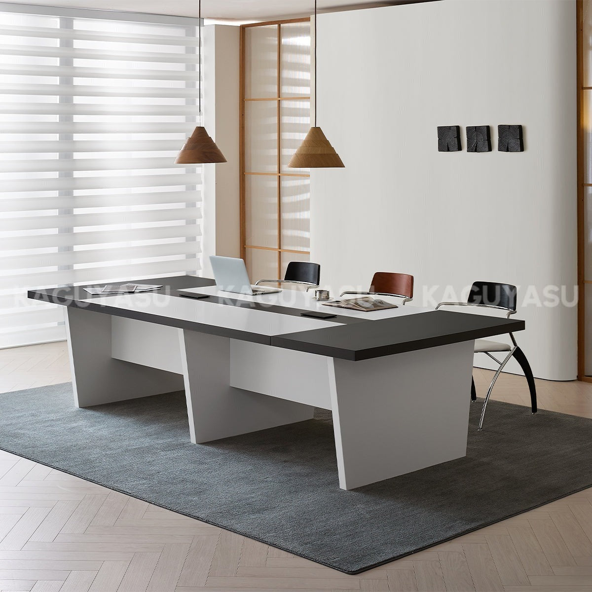 【新品未使用】LOWYA Hifiani center table 2 Modern Conference Table with Dual-Tone, Cable Management & Lumbar Supp