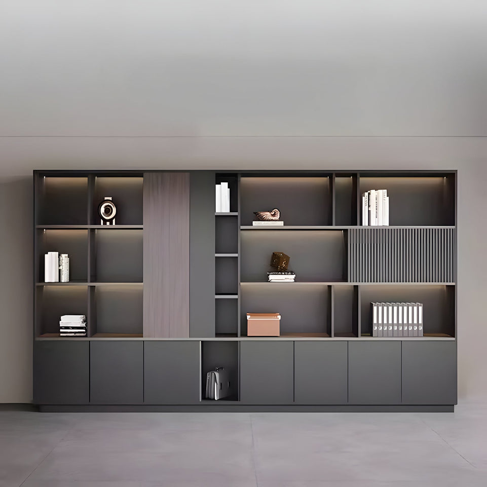 Storage Cabinet, main product view, Elegant Storage Cabinet With Soft Lighting Strip and Open Storage finish, for office storage space, office storage...