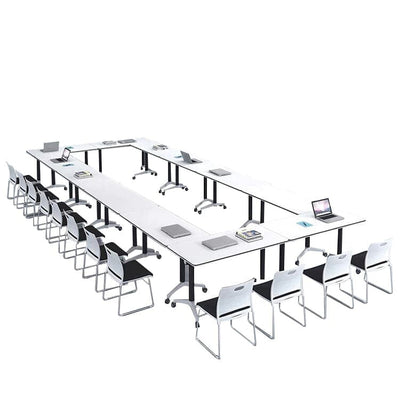 Folding Conference Table and Chairs can be Spliced and Movable Office Desk with Wheels HYZ-10140