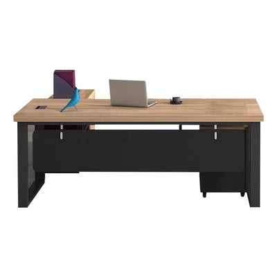 Natural Color modern Office Furniture Executive Desk L-Shape Corner Desk with Side Cabinet Customizable LBZ-1096