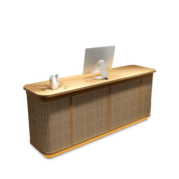 Curved Reception Desk 47-118 in Wide with Rattan & Lumbar Support for Hotel Lobby