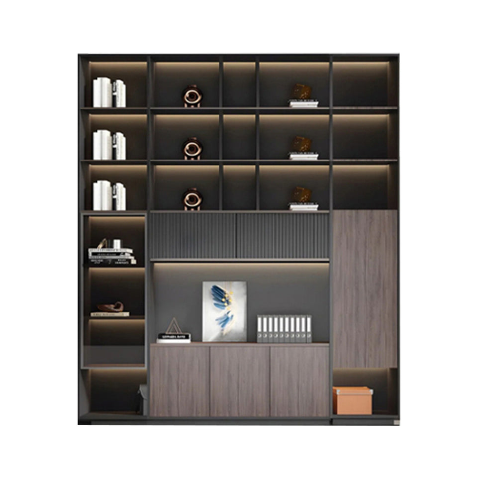 Modern Premium Multi-Functional Office Storage File Cabinet with Glass Doors and Hidden Storage for Executive Desk Background WJG-2168