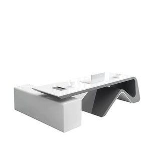 Computer Desk Executive Desk Ⅼ-Shaped Modern Writing Table With Side Cabinet Stylish White Customizable LBZ-1064